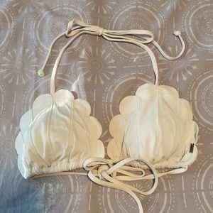 PINK White Shell bikini top